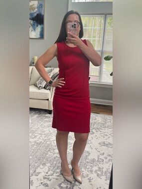 Blue Les Copains Red Fitted Sheath Dress IT 46